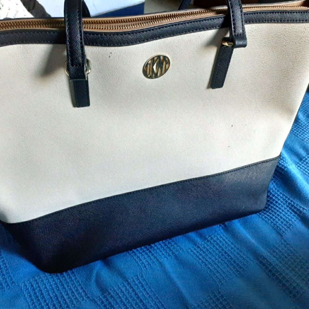 Biege and black Donna Karen satchel